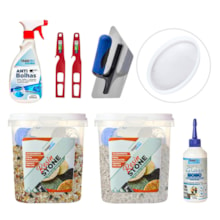 Kit Hobby Art Resin Stone 1kg Agra/Casa Blanca + Perfect Mono 100G + Anti Bolhas + 2 Misturador + Desempenadeira + Molde