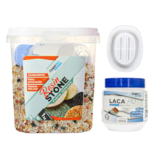 KIT Hobby Art Resin Stone 1KG Agra + Laca PU 250ML Brilhante + Molde de Silicone Saboneteira Arredondado 13x10x2cm