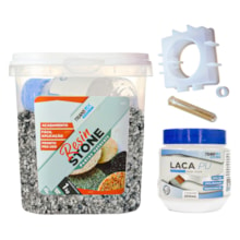 Kit Hobby Art Resin Stone 1KG Nova York + Laca PU 250ML Brilhante + Molde de Silicone Mini Vaso