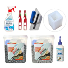 Kit Hobby Art Resin Stone 1kg Nova York/Vesúvio + Perfect Mono 100G + AntiBolhas + 2 Misturador + Desempenadeira + Molde