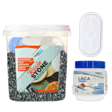 KIT Hobby Art Resin Stone 1KG Vesúvio + Laca PU 250ML Brilhante + Molde de Silicone Oval