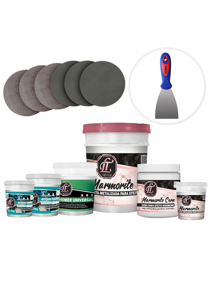 Kit Iniciante para Mármore + Espátula de Aço Cromado 8cm Roma