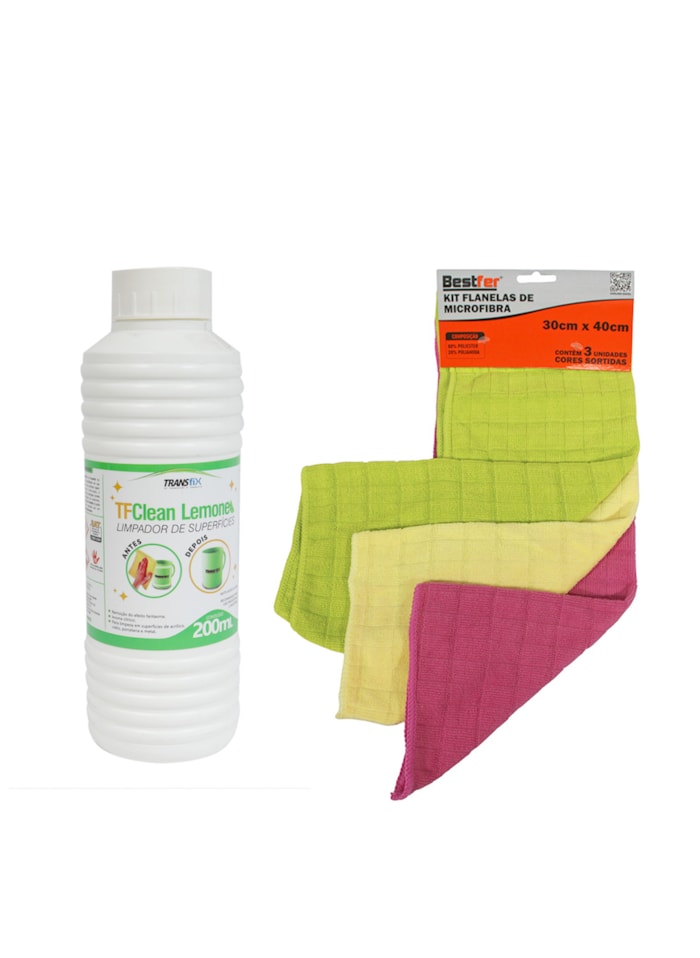 Kit Limpador de Superfícies Lemone 200ML + 3 Flanelas Bestfer