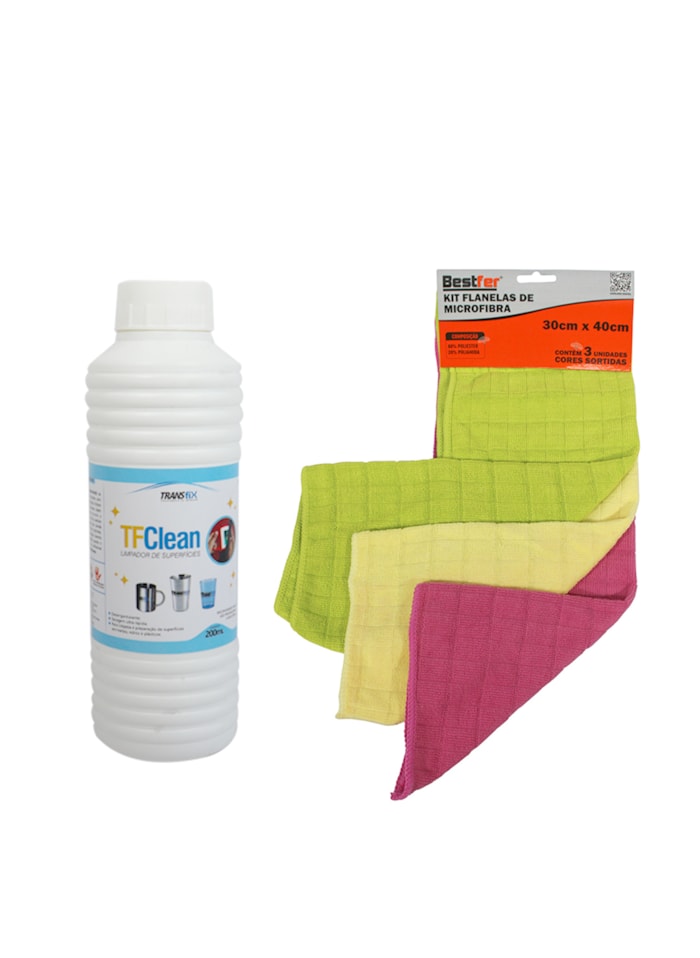Kit Limpador de Superfícies TF Clean 200ML + 3 Flanelas Bestfer