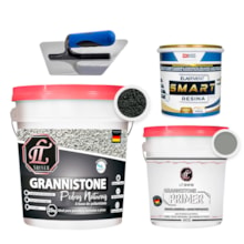 KIT LT Grannistone 25KG Cinza Clássico + Primer 4KG Cinza Claro + Smart Resina 900ML + Desempenadeira