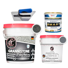 KIT LT Grannistone 25KG Cinza Garoa + Primer 4KG Cinza Escuro + Smart Resina 900ML + Desempenadeira