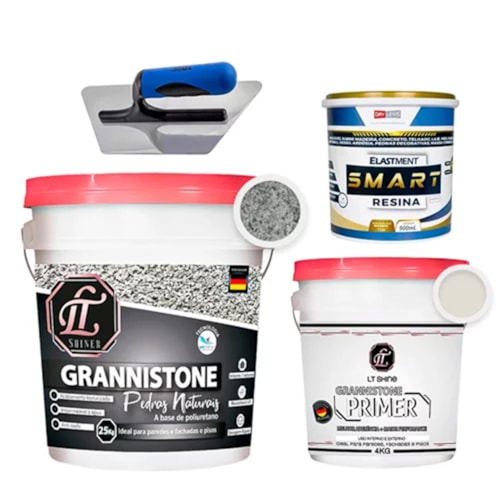 KIT LT Grannistone 25KG Falésias + Primer 4KG Vermelho Blush + Smart Resina 900ML + Desempenadeira