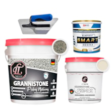 KIT LT Grannistone 25KG Ouro Brasil + Primer 4KG Bege + Smart Resina 900ML + Desempenadeira