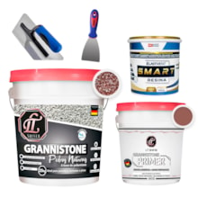 KIT LT Grannistone 25KG Pedra do Sol + Primer 4KG Vermelho Blush + Smart Resina 900ML + Desempenadeira + Espátula 8cm