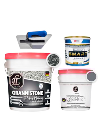 Kit LT Grannistone 25KG São Gabriel + Primer 4KG Cinza Escuro + Smart Resina 900ML + Desempenadeira