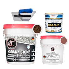 KIT LT Grannistone 25KG Verm. Brasilia + Primer 4KG Vermelho Blush + Smart Resina 900ML + Desempenadeira