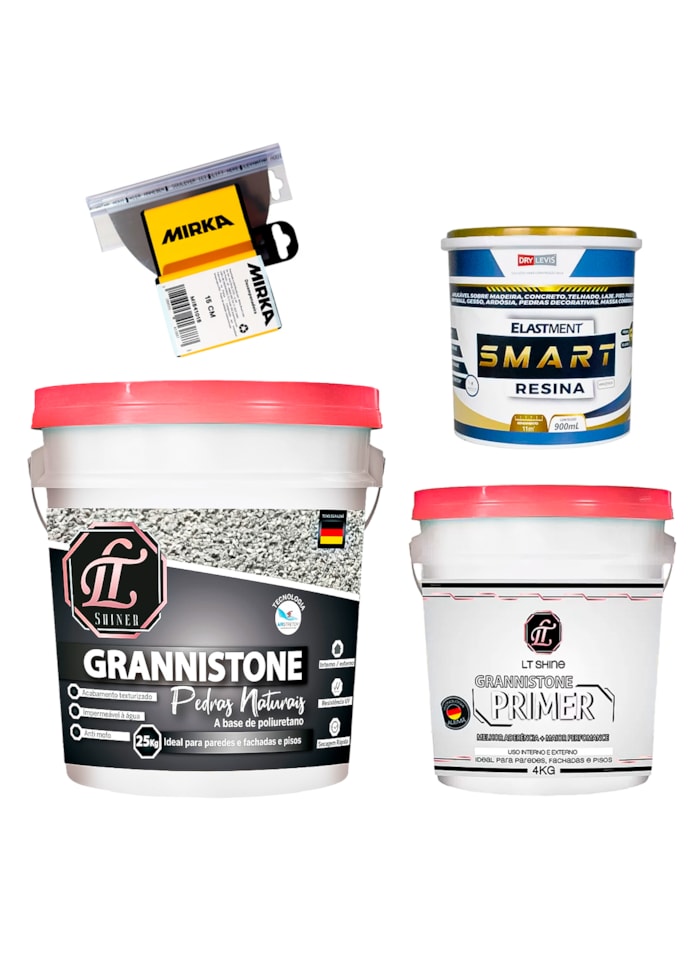 Kit LT Shine Grannistone 25KG + Grannistone Primer 4KG + Smart Resina 900ML + Mirox 25cm Mirka