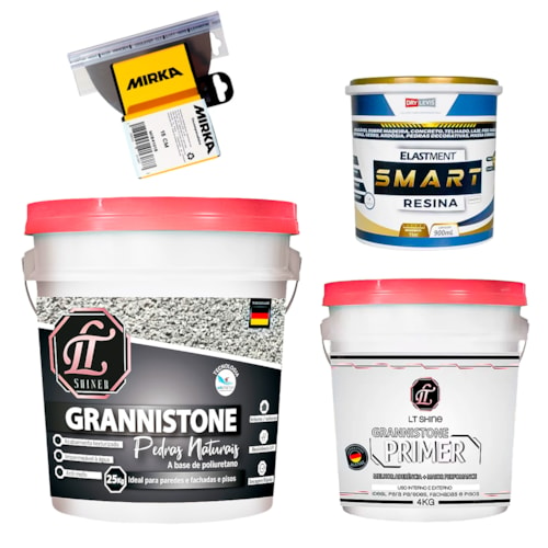 KIT LT Shiner Grannistone 25KG + Grannistone Primer 4KG + Smart Resina 900ML + Mirox 25cm Mirka