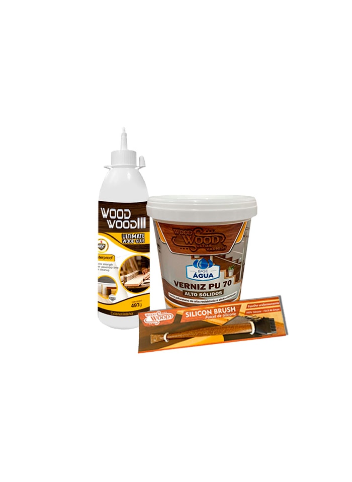 Kit Madeira 5 - Cola Wood Wood 497G + Verniz PU 70 900ML