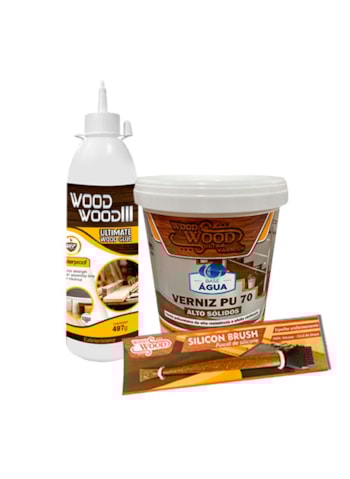 Kit Madeira 5 - Cola Wood Wood 497G + Verniz PU 70 900ML