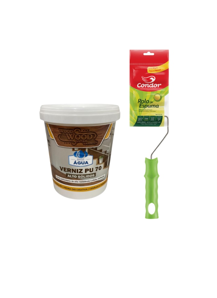 KIT Marceneiro 6 - Verniz PU 70 900ML + Rolo de Espuma 5CM Condor