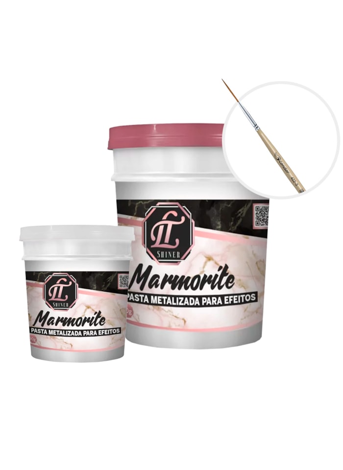 KIT Marmorite 4KG Base + Pasta Metalizada Ouro + Pincel 422-2