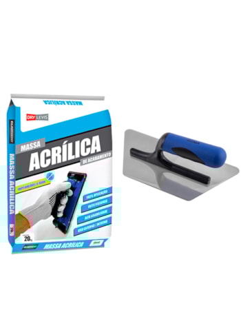 KIT Massa Acrílica em Pó 20KG + Desempenadeira Inox Trapezoidal Roma