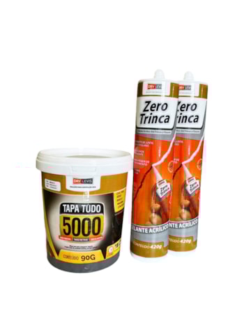 Kit Massa Tapa Tudo 5000 90G + 2x Selante Acrílico Zero Trinca 420G