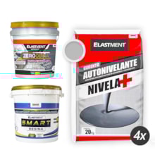 Kit Piso Líquido Sobre Contrapiso - 1x Smart Resina 3,6L + 4x Cimento Autonivelante 20KG Cinza + Zero Obra 3,5KG Incolor