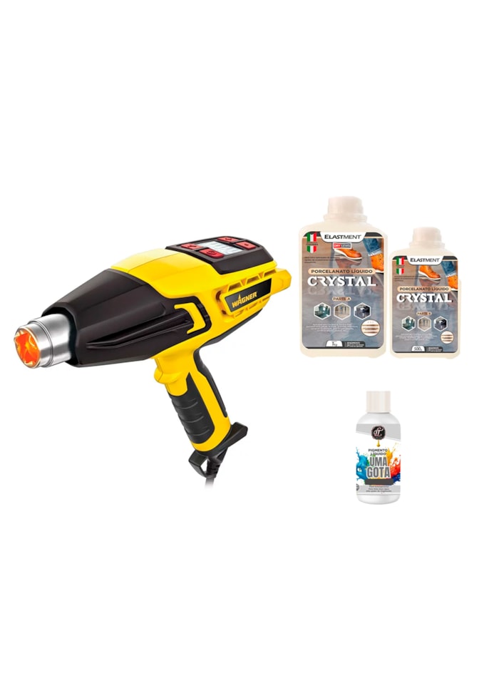 Kit Porcelanato Líquido Baixa Espessura 1,5KG + Pigmento 50ML + Soprador Wagner Furno 500
