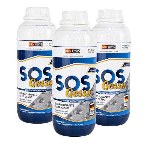 Kit SOS Gesso Hidrofugante Para Gesso 1L - 3 unidades