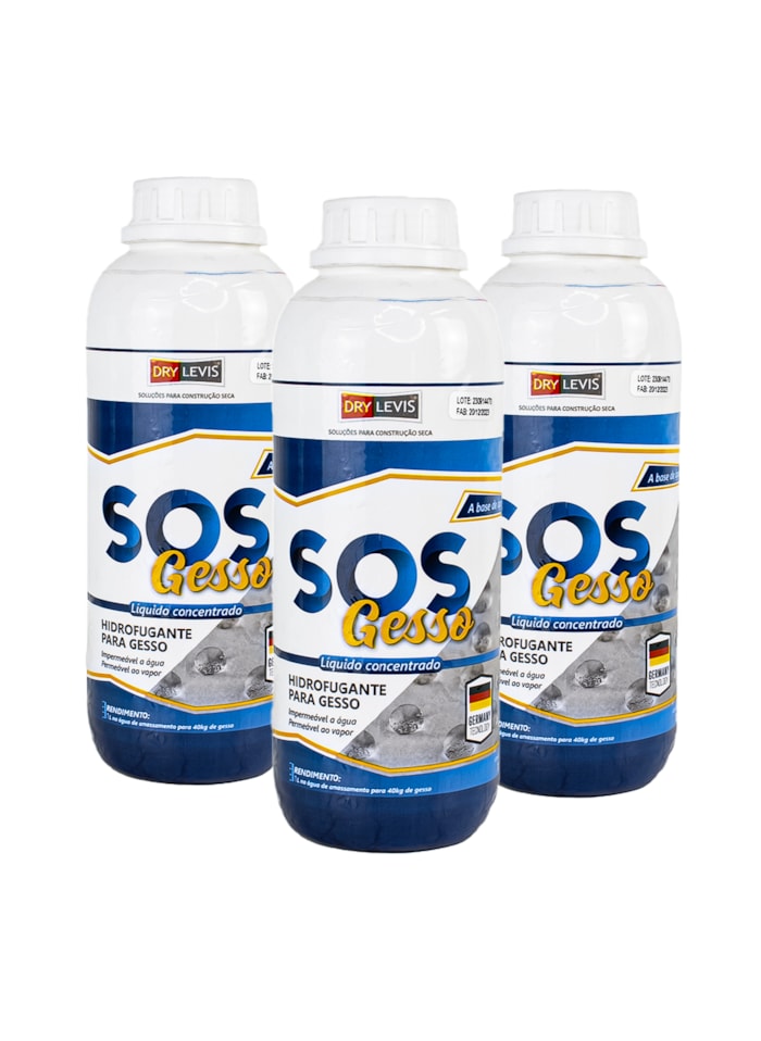 Kit SOS Gesso Hidrofugante Para Gesso 1L - 3 unidades