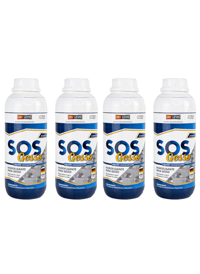 Kit SOS Gesso Hidrofugante Para Gesso 1L - 4 unidades