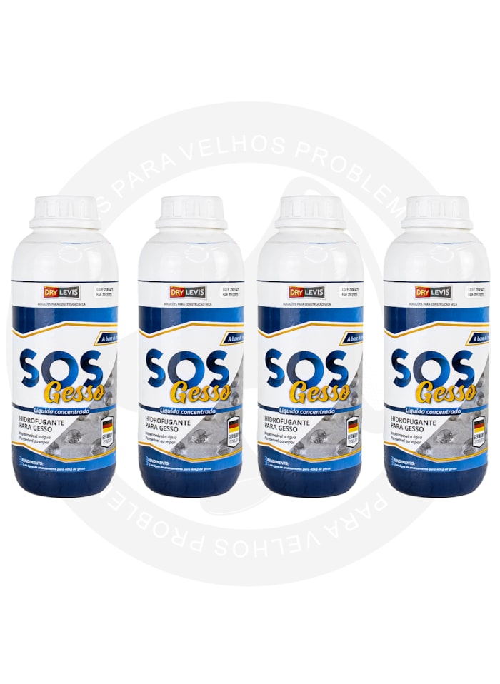 Kit SOS Gesso Hidrofugante Para Gesso 1L - 4 unidades