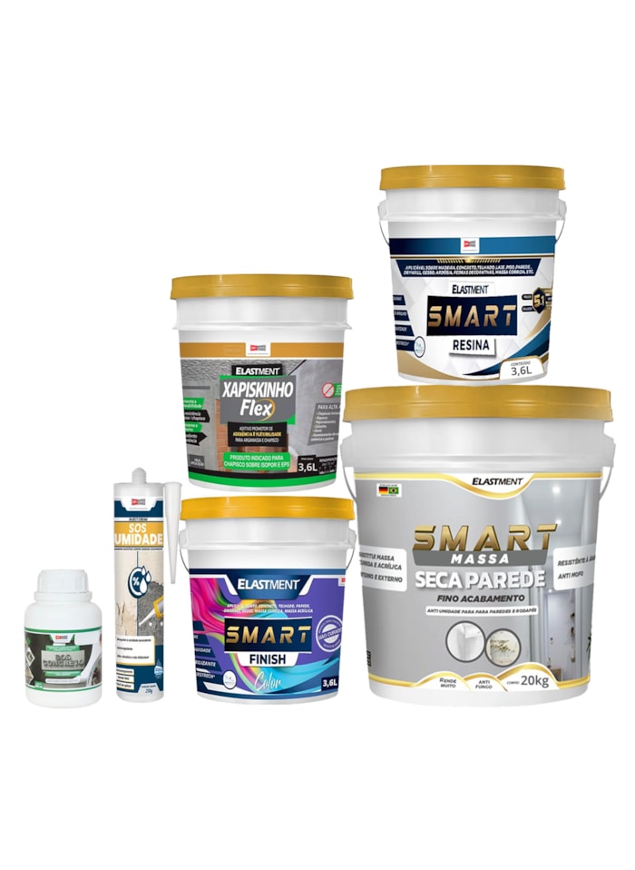Kit Tratamento de Umidade Ascendente c/ Massa Fina Seca Parede - 20m²