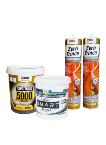 Kit Zero Trinca 3 - Massa Tapa Tudo 340G + Smart Resina 250ML + 2X Selante Acrílico Zero Trinca 420G