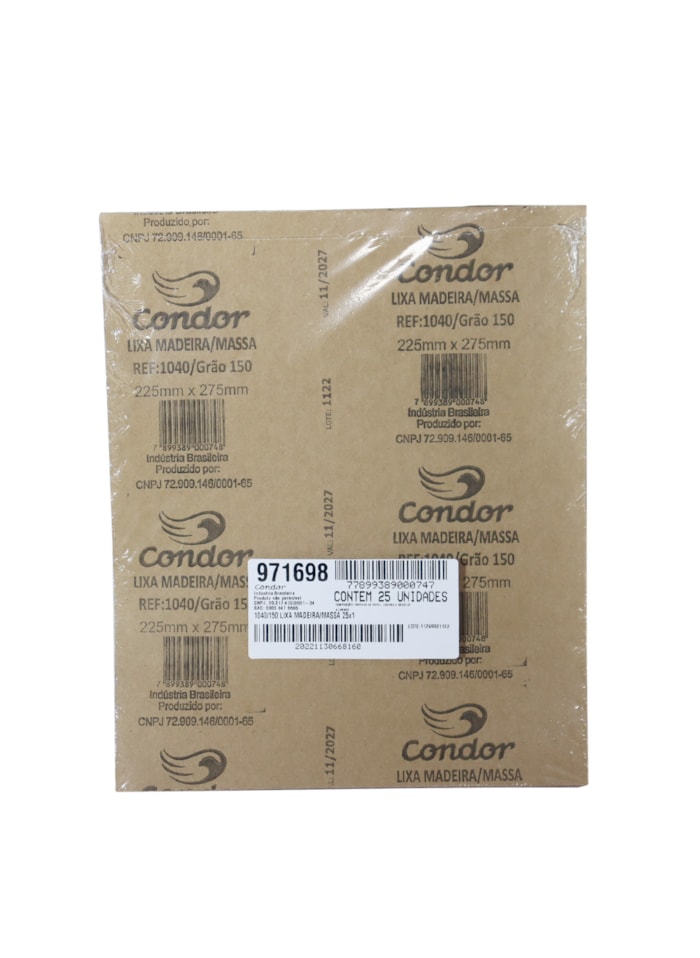 Lixa para Madeira e Massa Condor - Grão 150