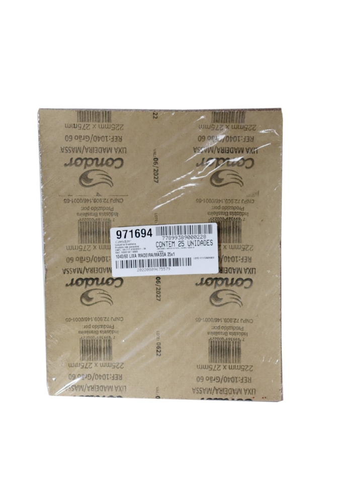 Lixa para Madeira e Massa Condor - Grão 60