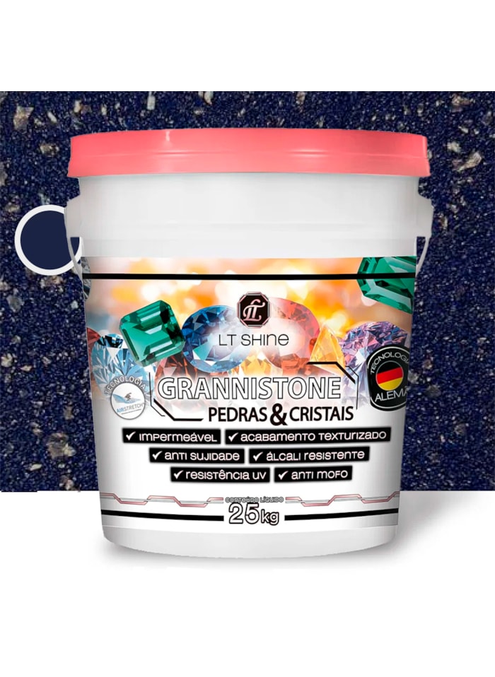 LT Shine Grannistone Pedras e Cristais, 25KG Azul Safira - Interno e Externo, Anti Sujidade