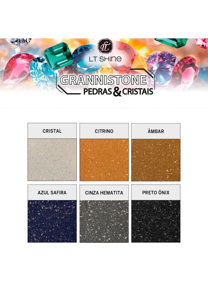 LT Shine Grannistone Pedras e Cristais, 25KG Azul Safira - Interno e Externo, Anti Sujidade
