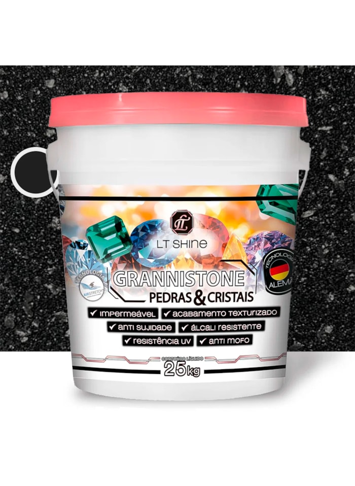 LT Shine Grannistone Pedras e Cristais, 25KG Preto Ônix - Interno e Externo, Anti Sujidade