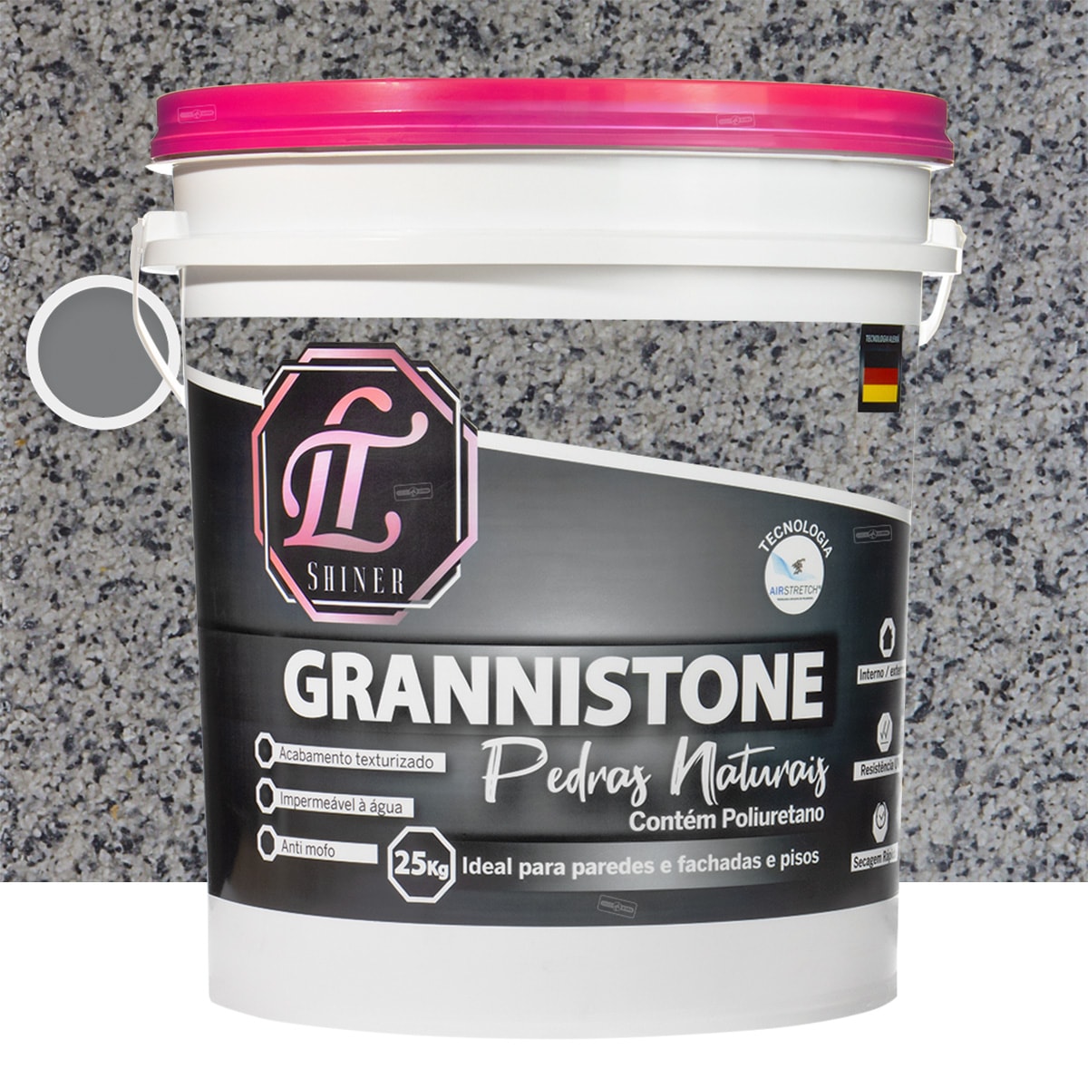 LT Shine Grannistone Pedras Naturais, 25KG Cinza Corumbá - Interno
