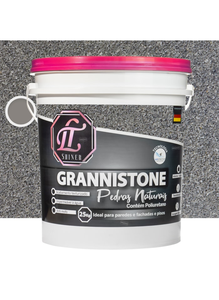 LT Shine Grannistone Pedras Naturais, 25KG Cinza Garoa - Interno e Externo, Pronto para Uso