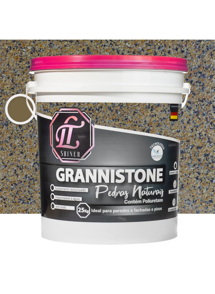 LT Shine Grannistone Pedras Naturais, 25KG Ouro Brasil - Interno e Externo, Pronto para Uso