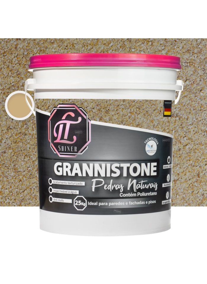 LT Shine Grannistone Pedras Naturais, 25KG Praia Dourada - Interno e Externo, Pronto para Uso