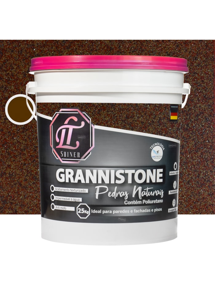 LT Shine Grannistone Pedras Naturais, 25KG Vermelho Brasília - Interno e Externo, Pronto para Uso