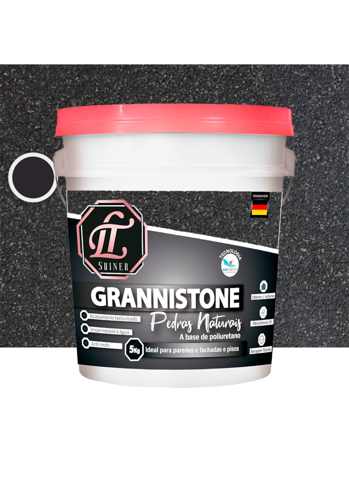 LT Shine Grannistone Pedras Naturais, 5KG Cinza Clássico - Impermeavel à Água, Antimofo