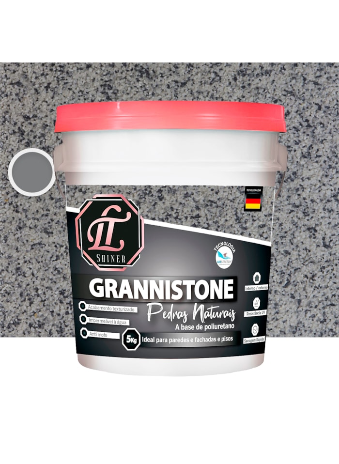 LT Shine Grannistone Pedras Naturais, 5KG Cinza Corumbá - Impermeavel à Água, Antimofo