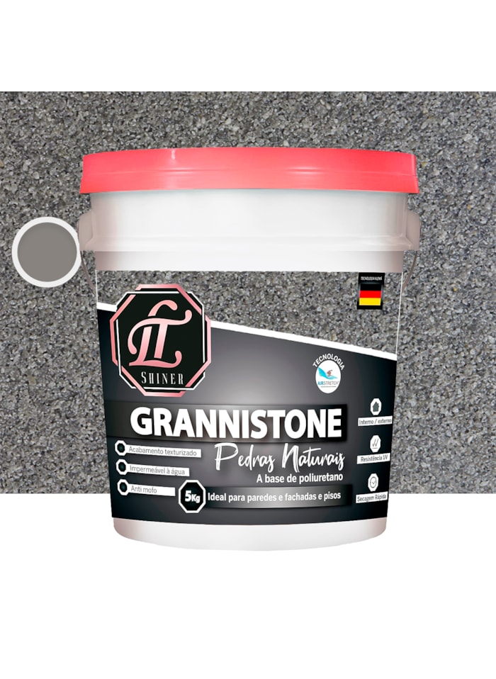 LT Shine Grannistone Pedras Naturais, 5KG Cinza Garoa - Impermeavel à Água, Antimofo