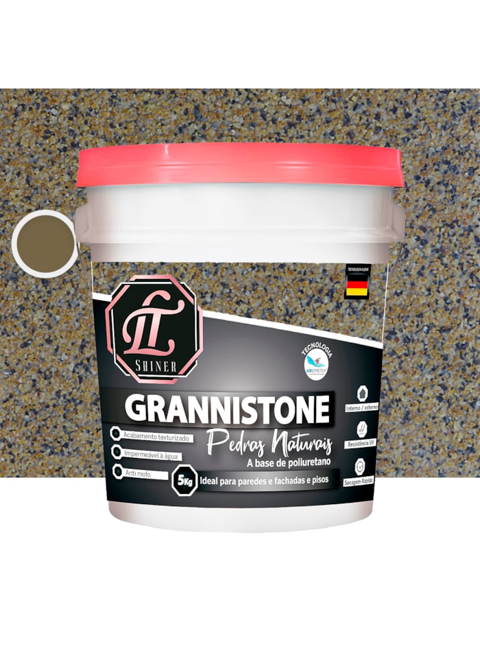 LT Shine Grannistone Pedras Naturais, 5KG Ouro Brasil - Impermeavel à Água, Antimofo