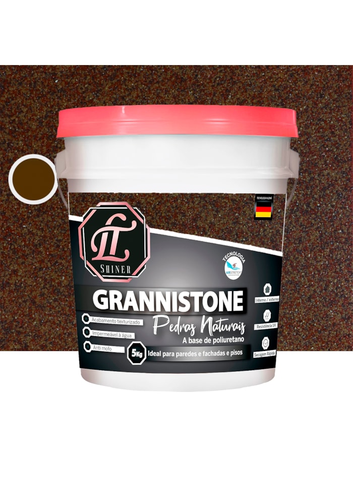 LT Shine Grannistone Pedras Naturais, 5KG Vermelho Brasília - Impermeavel à Água, Antimofo