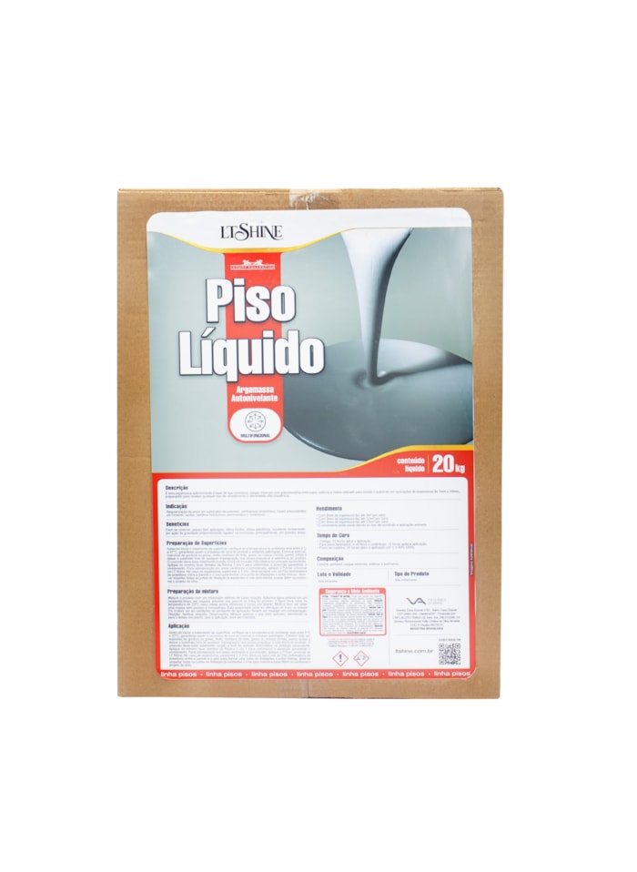 LT Shine Piso Liquido Cimentício Autonivelante, 20KG Cinza - Fácil Aplicação, Ótima Aderência