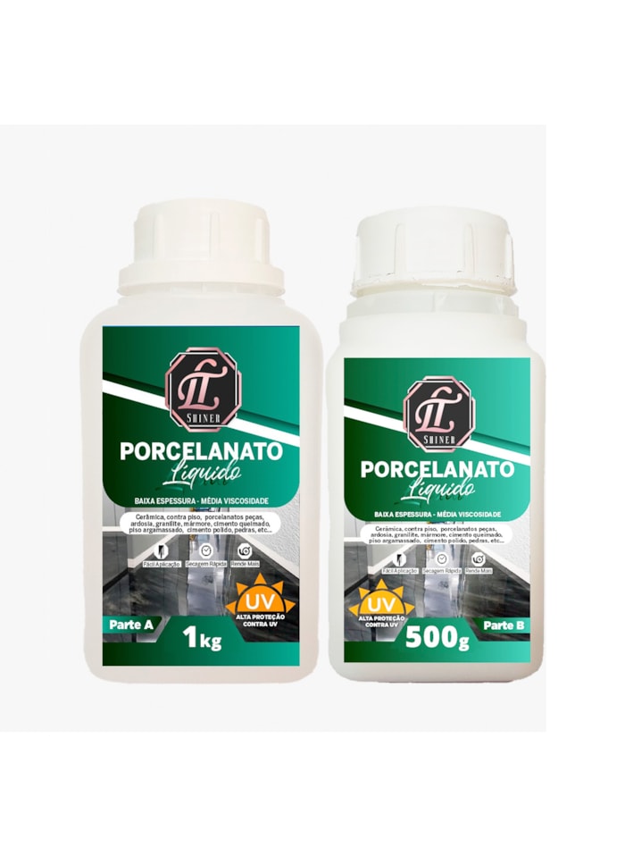 LT Shine Porcelanato Liquido Baixa Espessura Média Viscosidade C/ Endurecedor - Kit 1,5KG