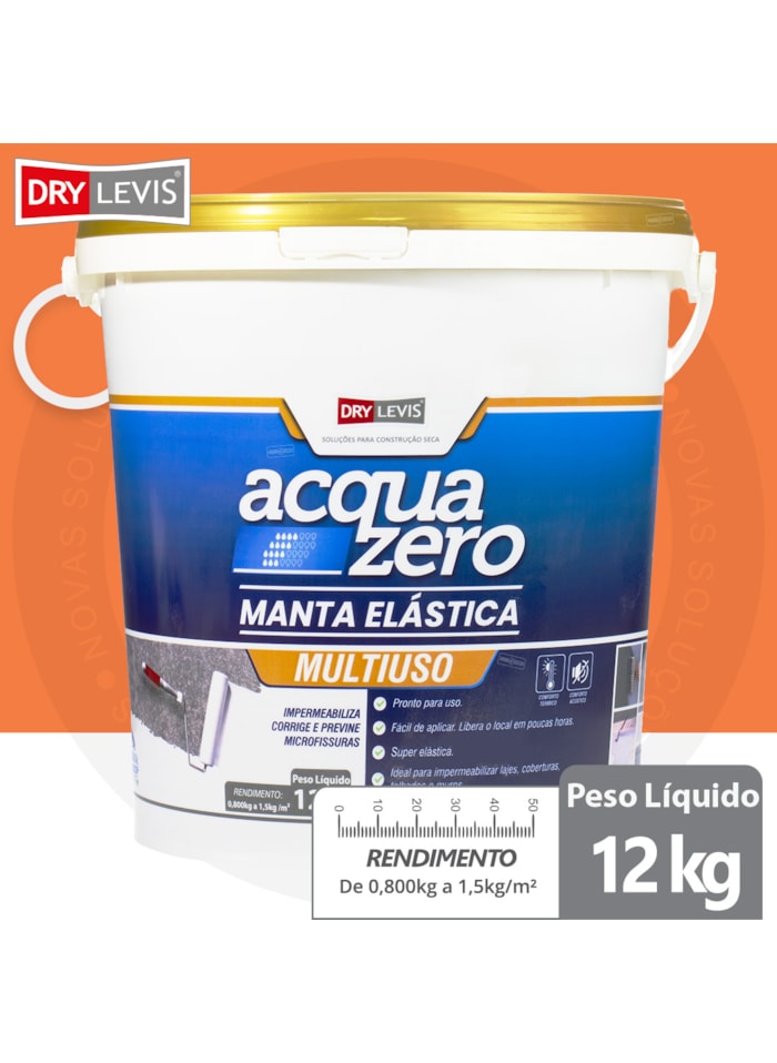 Manta Elástica Impermeabilizante Acrílica Acqua Zero 12KG Cerâmica Telha