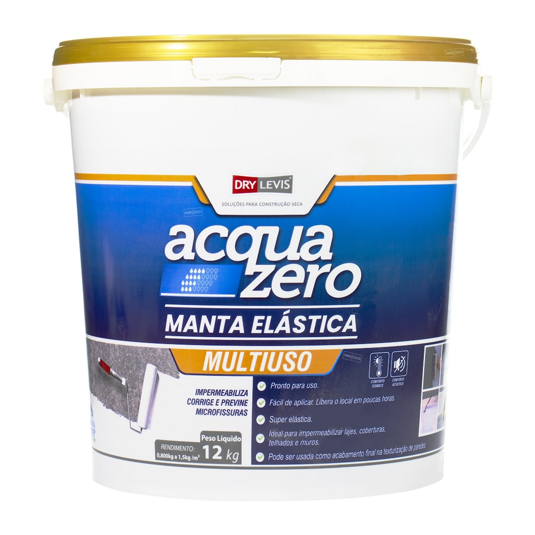 Manta Elástica Impermeabilizante Acrílica Acqua Zero 12KG Cinza